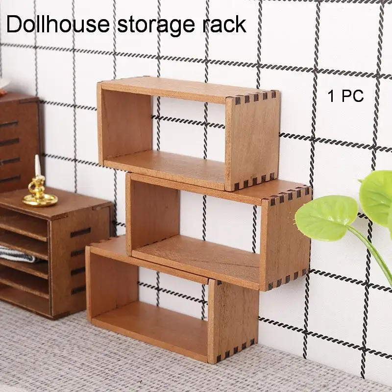 Armoire de rangement Miniature en bois pour maison de poupée 1:12, 1 pièce, étagère de rangement, modèle d'étagère, accessoires de meubles, jouets