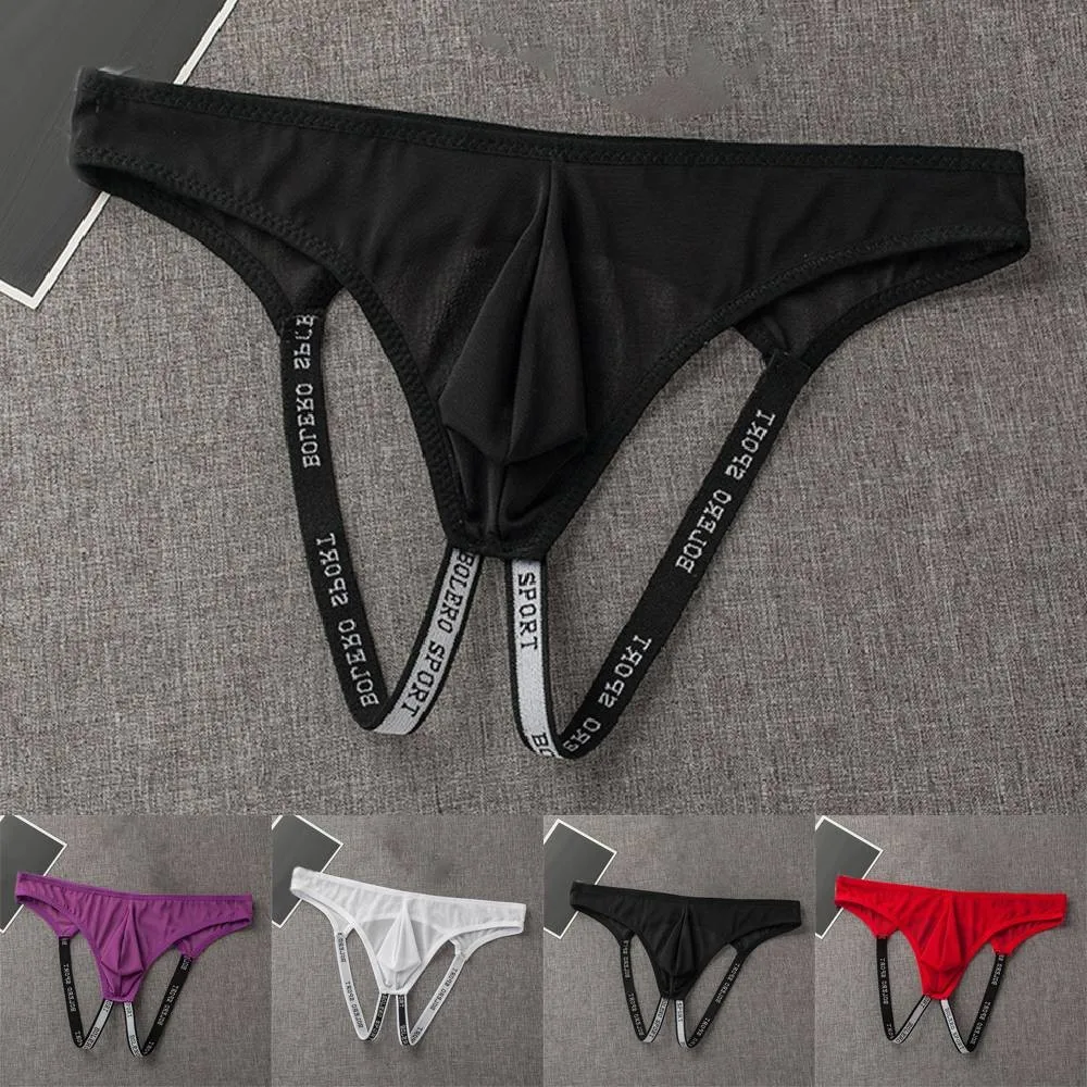 1pc Sexy Men's Mesh Panties Breathable Lingerie Underwear Open Rear Jockstrap Pouch Briefs Thong See Through Man G-strings image 6