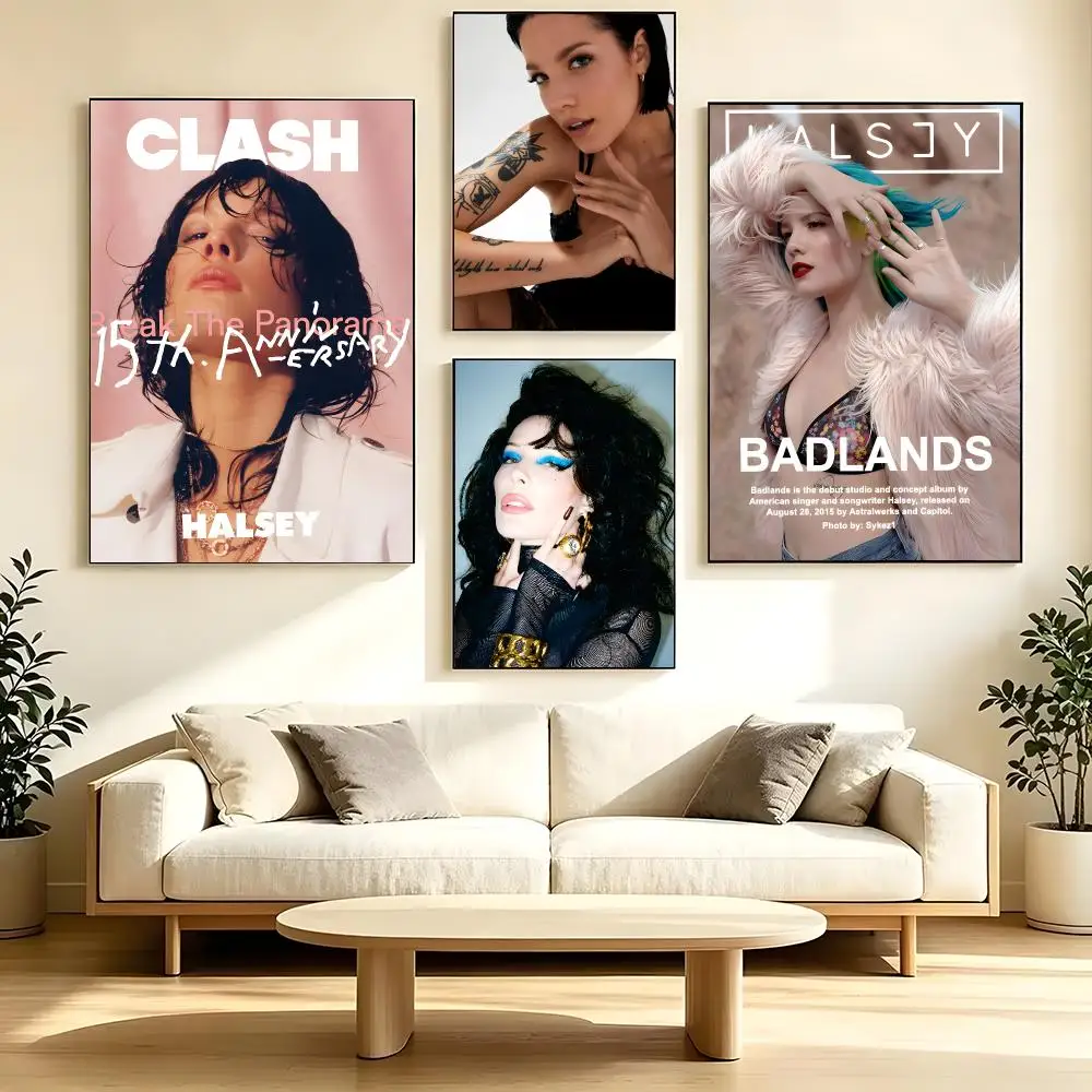 Singer Halsey Poster poster Self-adhesive wall stickers, suitable for room decoration, high-quality printing.