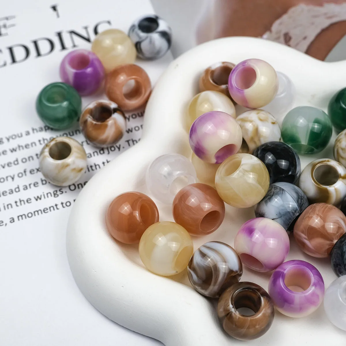 

DIY Jewelry Findings Vintage Resin Plastic Spacer Beads Fit Bracelet Necklace Earring Ornament Accessories 16.5*14mm 200pcs