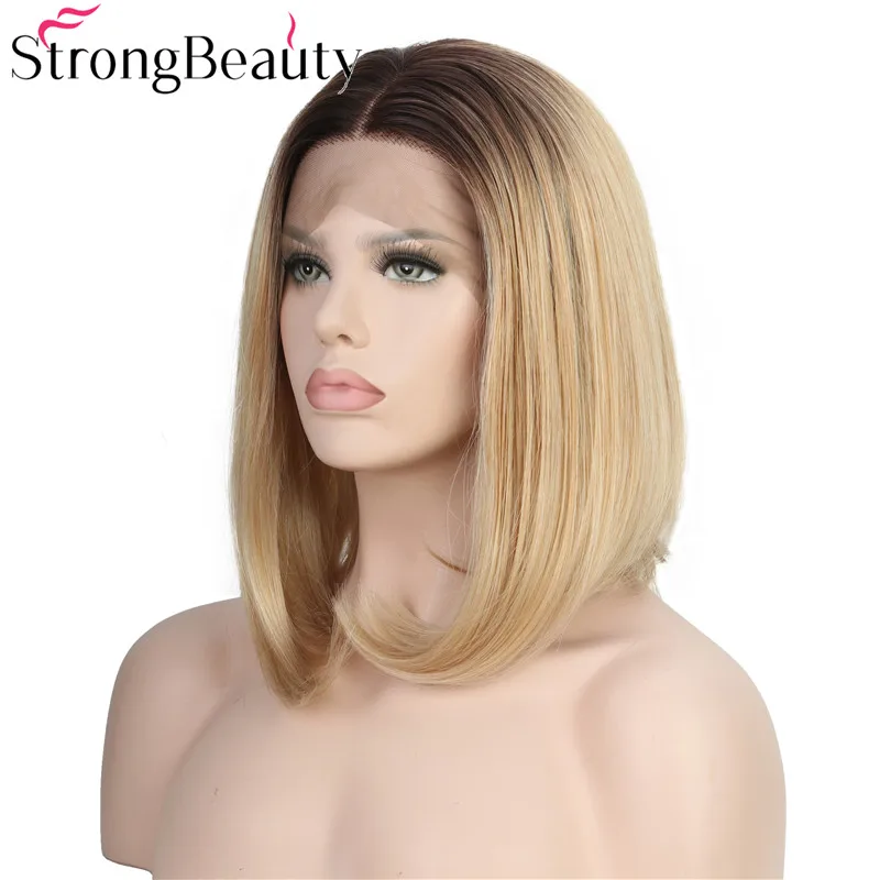 

StrongBeauty Lace Front Wig Short Bob Wig Synthetic Heat Resistant Glueless Straight Wigs