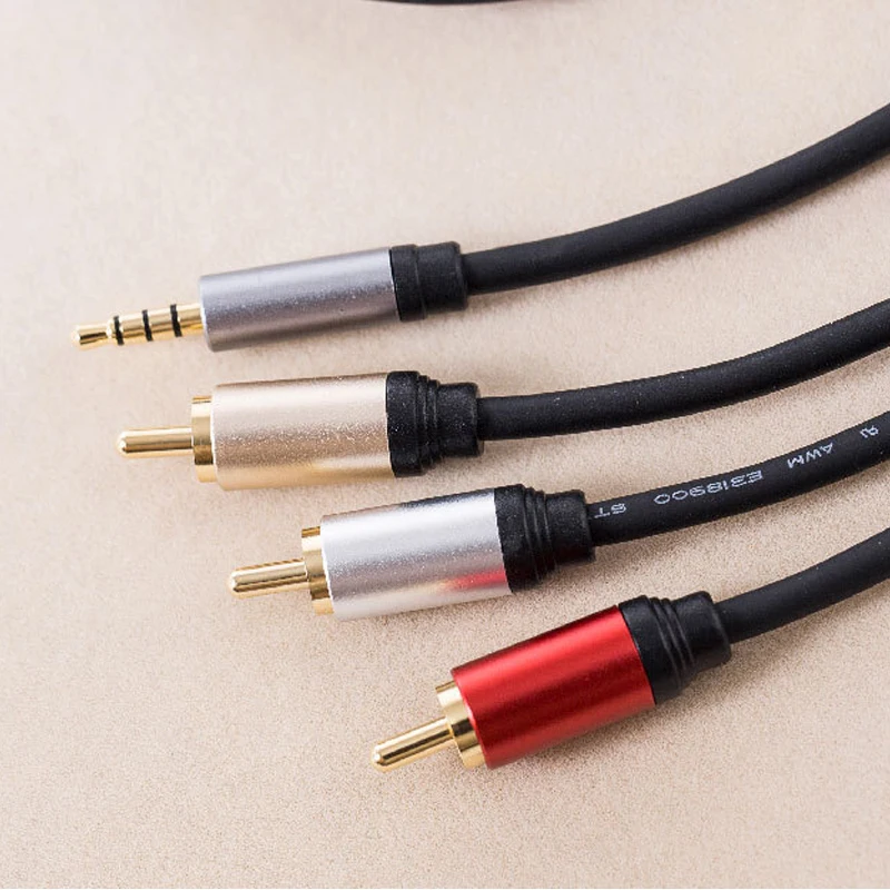 3.5mm To 3RCA Plug Audio Video Cable Tinned Copper AV 1 In 3 AUX For PC Speaker TV Box CD DVD Player Standard Converter Adapter