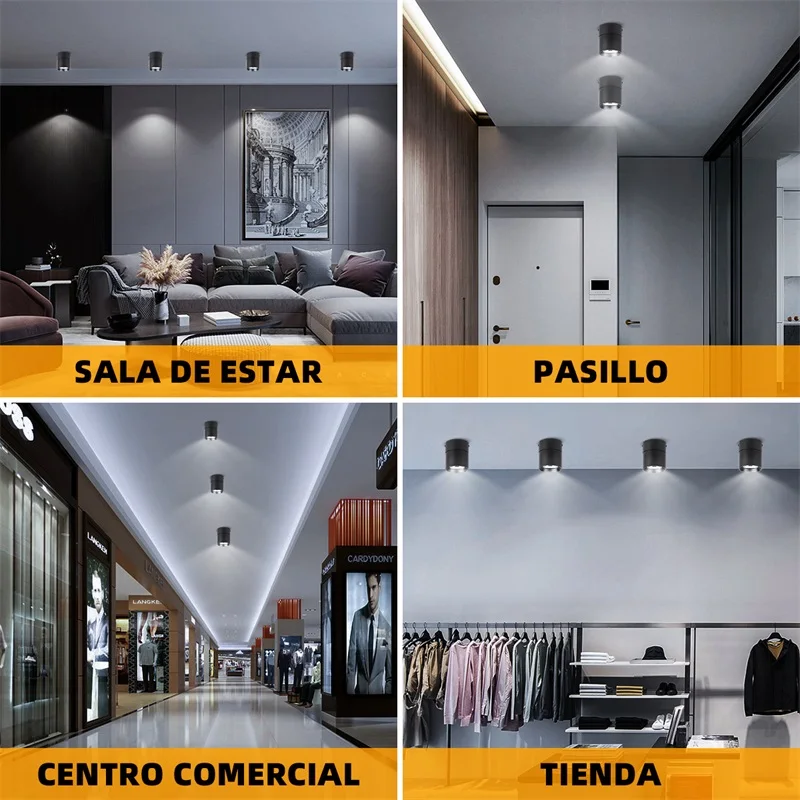 Foco LED empotrable de 220V, foco plegable COB montado en superficie, lámpara de techo para sala de estar, cocina, luz Neutral interior