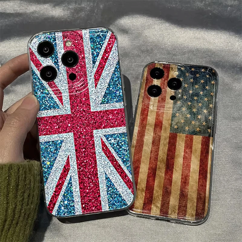 The Flags Of The UK And US Clear Phone Case For Samsung Galaxy S26 S25 Ultra S24 S23 FE S22 S21 Plus S20 A73 A72 Silicone Cover