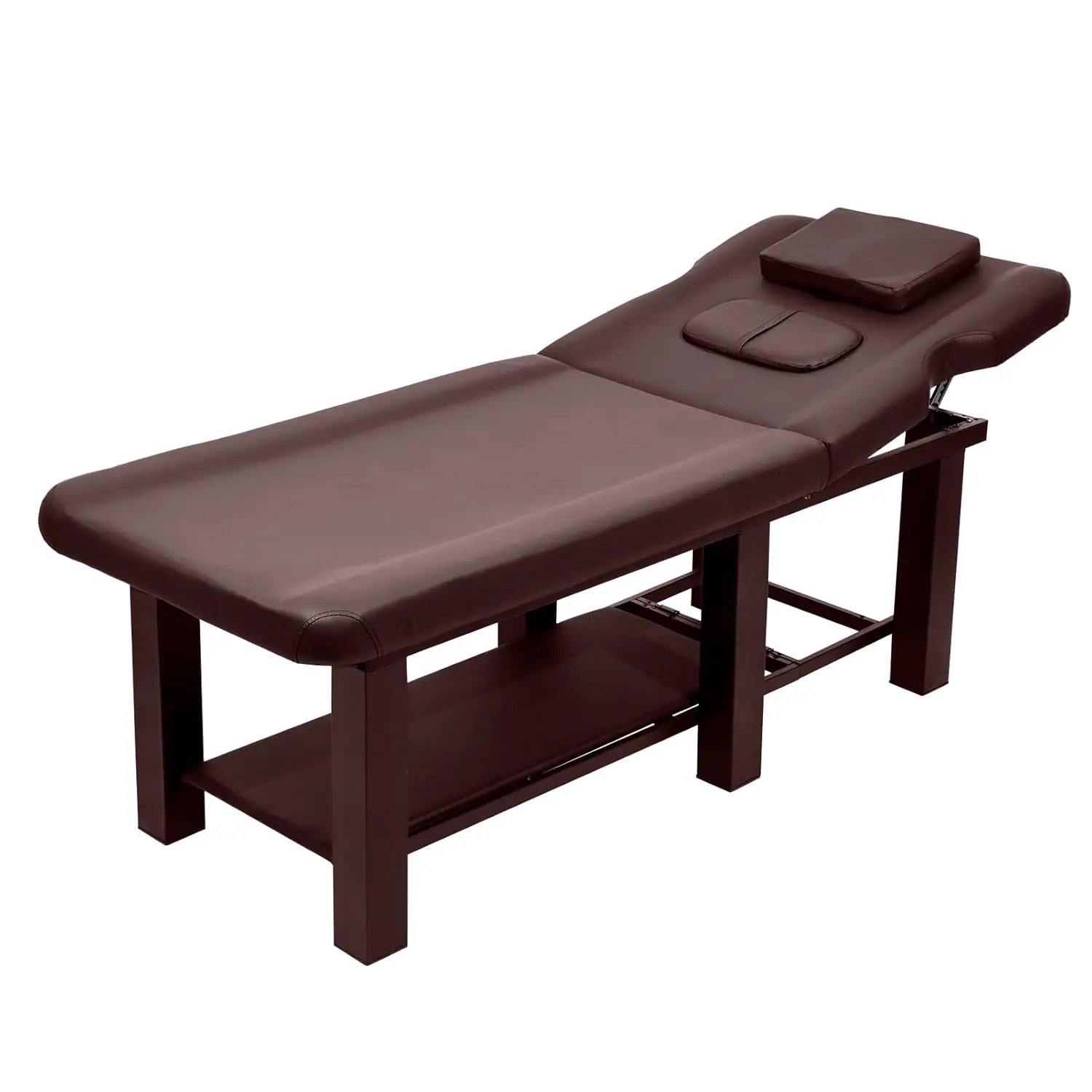 

Adjustable Backrest Stationary Massage Table Thick Foam PU Leather Metal Frame 27.55x72.83in Spa Hairdressing, Customized