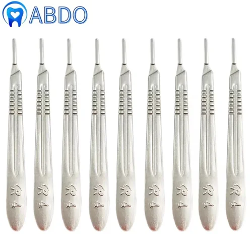 10 piezas de mango de bisturí # 3 # 4 instrumentos médicos, cuchillo quirúrgico Dental de acero inoxidable, letrero artesanal, herramienta de soporte de hoja de cuchillo