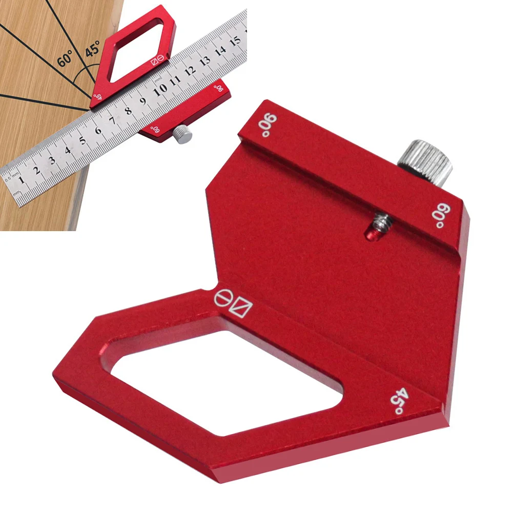 Transportador cuadrado para carpintería, buscador central cuadrado, regla de acero, medidor de trazador de ángulo, herramienta de medición de línea de marcado