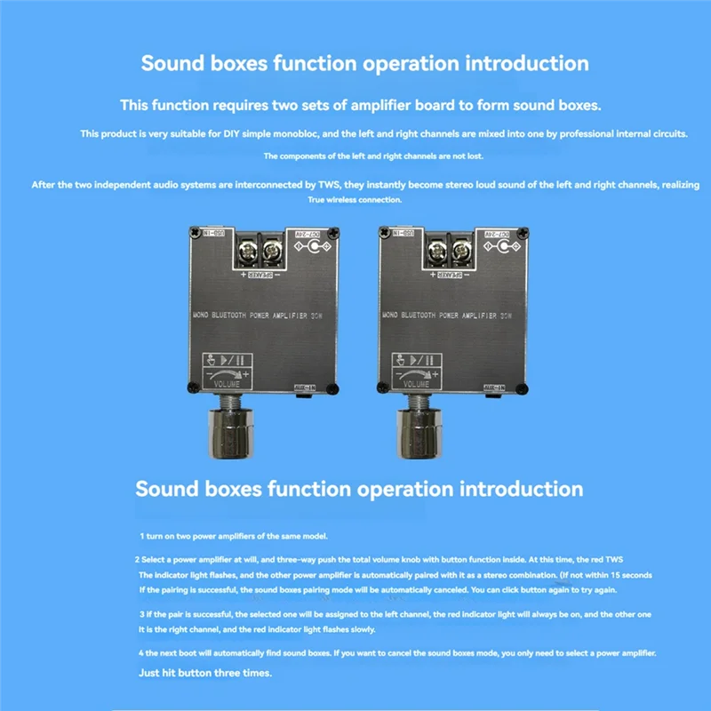 ZK-301B Bluetooth Amplifier Board Single Sound 30W Bluetooth Audio Power Amplifier Module Home Video Accessories-Y41A