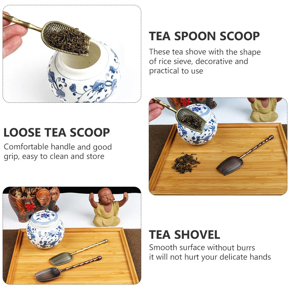 

2Pcs Fashion Exquisite Tea Spoon Scoops Metal Material Long-Lasting Use Smooth Surface No Burrs Decorative Tool