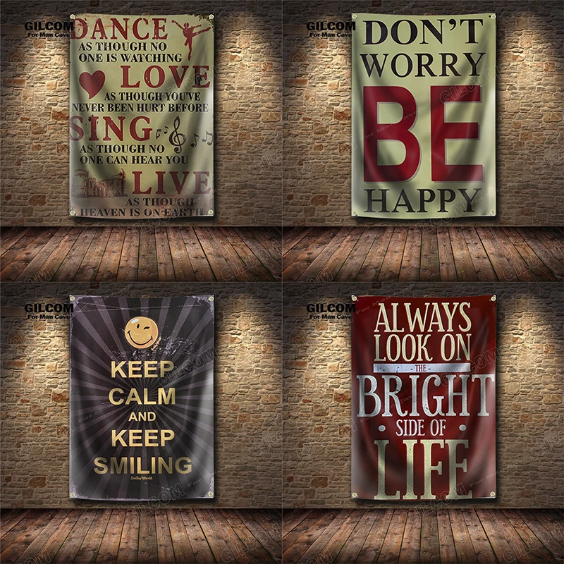 Catchphrase Flag  Quotes Words Aphorism Decoration Fantasy Fabric Poster Wall Art Vintage Sign Motor Car Man Cave Pub Club Bar