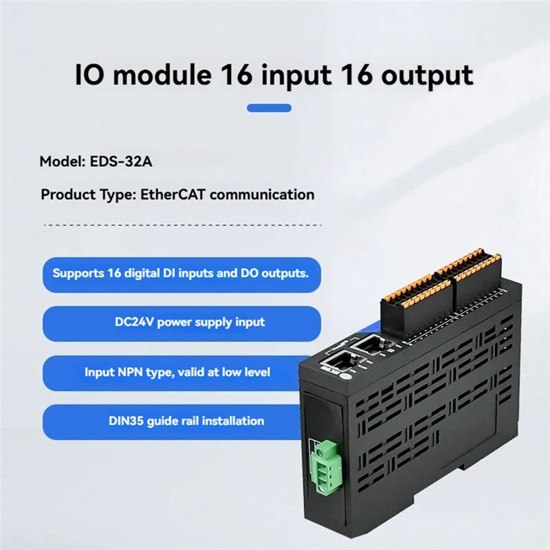Baru! !EDS-32A Seri Ethercat Modul Akuisisi Data IO Jarak Jauh Pengontrol PLC Komunikasi Ethernet 16 Arah