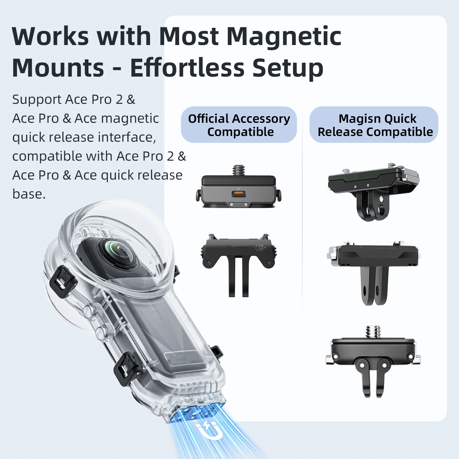 

Водонепроницаемый прочный чехол глубиной 60 м, высококачественный чехол для дайвинга с уплотнениями для Insta360 X5, быстросъемный чехол для погружения Stealth, аксессуары
