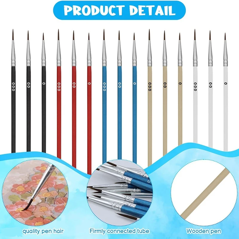 60 Pcs Tiny Paint Liner Brush, 5 Colors Detail Paint Brushes, Fine Tip Detail Brushes Kit For Nail Or Facial Painting