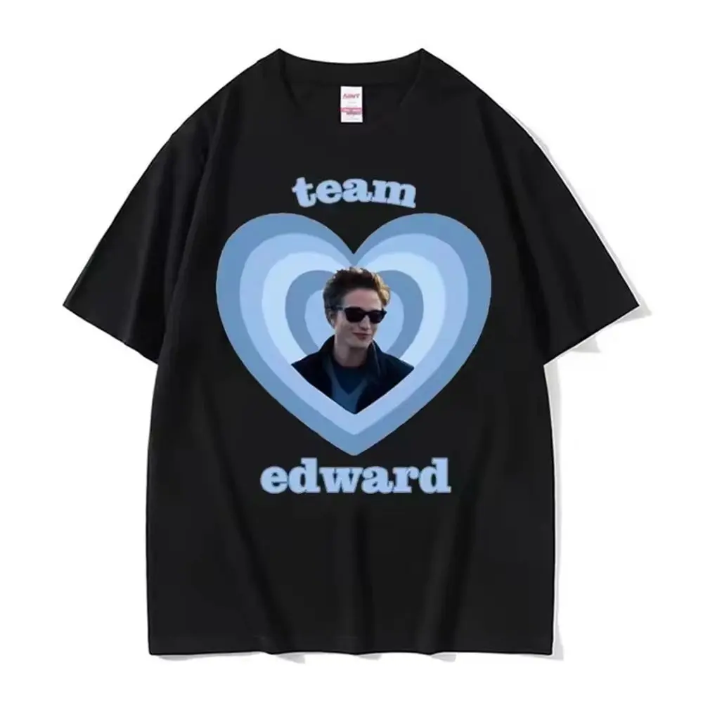 Retro Vintage T-shirts Twilight Team Edward Cullen Printed Y2k Men Clothing Short Sleeve Round Neck Printing Pullover Unisex