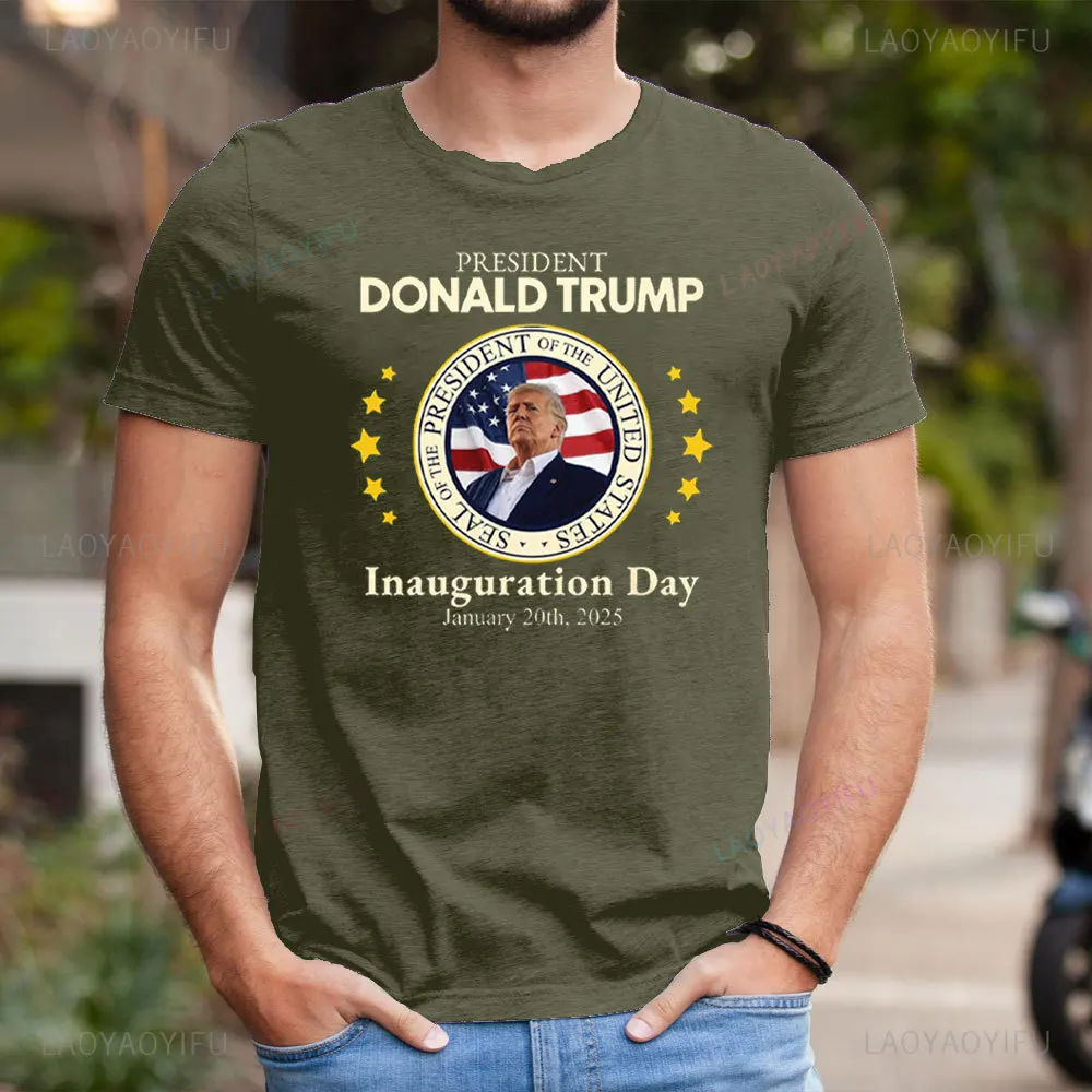 Donald Trump Inauguration Day Jamuary 20th 2025 Men's High Quality Cotton Graphic T-shirt Trump Making America Great Again Tops