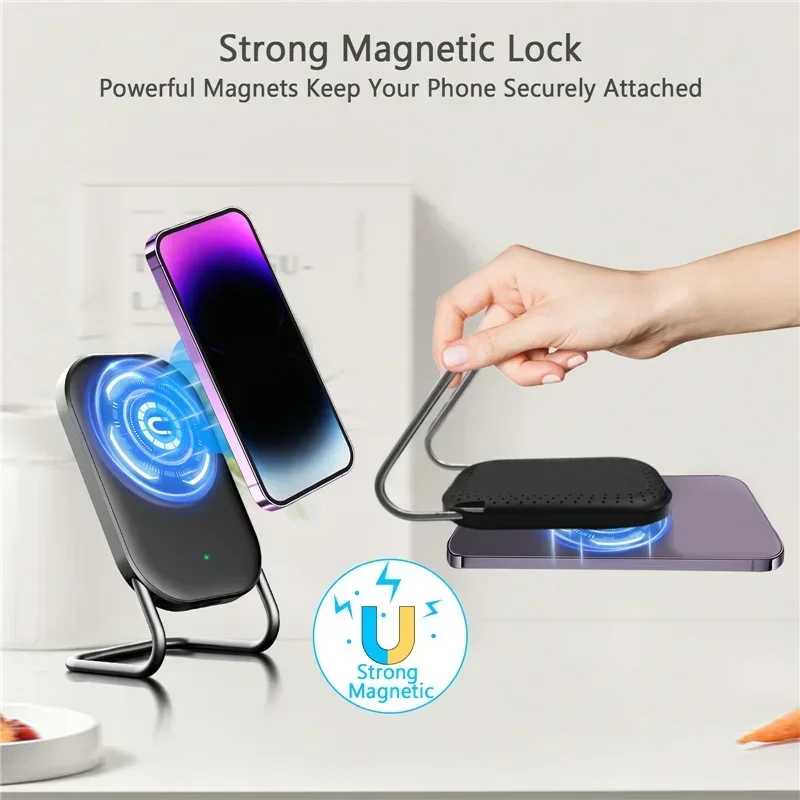 Magnetic Wireless Charger Stand Fast Charging Pad for iPhone 15 14 13 12 Pro Airpods Magnet Phone Chargers Holder Dock Station