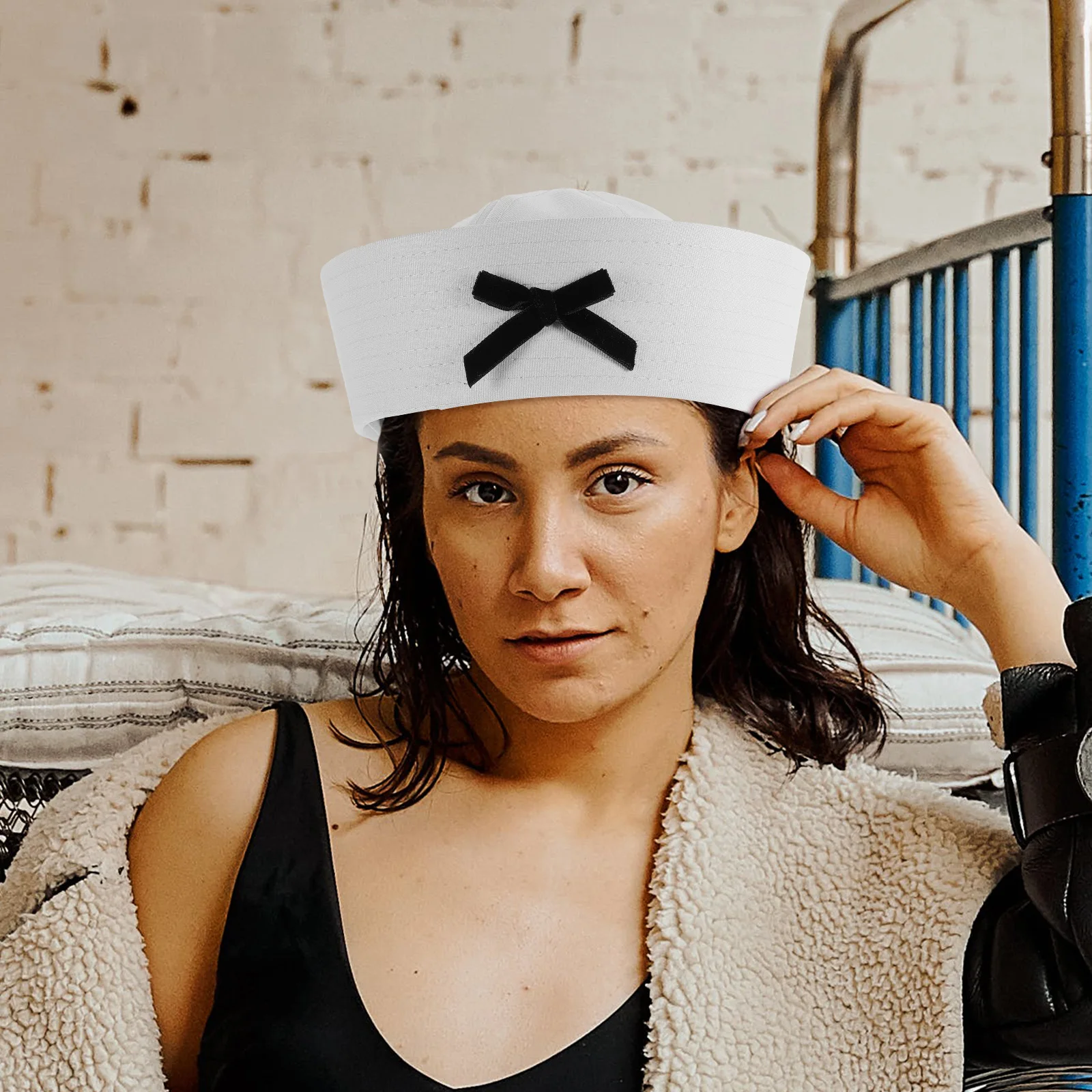 Chapéu de Marinheiro com Laço, Bonito e Fashion, Chapéu Respirável para Mulheres, Ideal para Festas ao Ar Livre, Cosplay, Iate e Barco