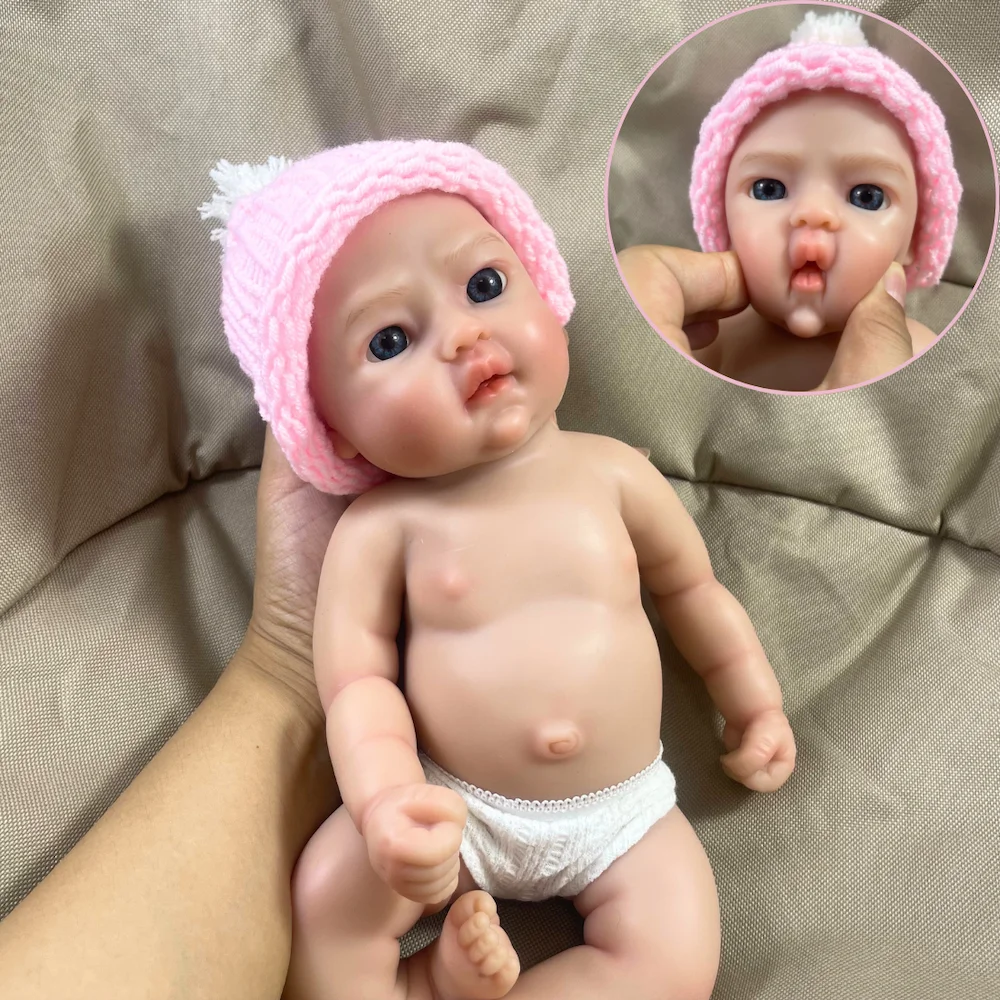 

New Face Tina Reborn Full Solid Silicone Baby Doll Mini 13 Inch Washable Body Girl Silicone Doll Birthday Christmas Gift