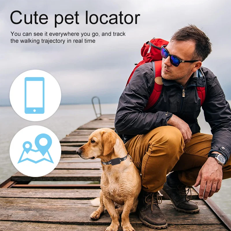 Waterproof Pet GPS Tracker Dog & Cat Locator with Adjustable Collar Dogs Anti Lost Tracker for iOS/Android Remote Global Locator
