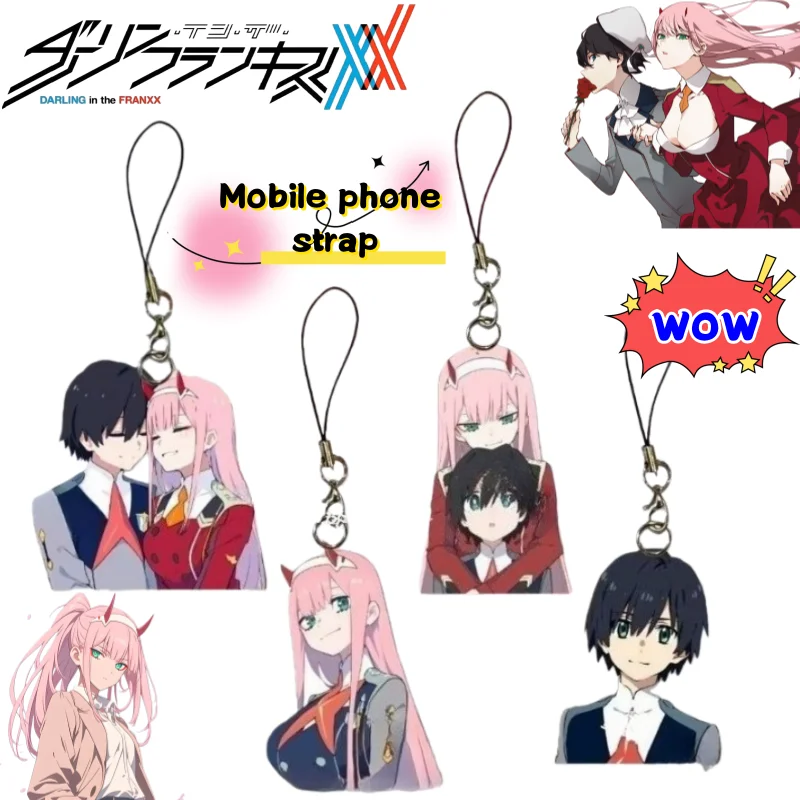جديد حبيبي في سلسلة الهاتف المحمول FRANXX Zero Two Hiro الإبداعية عالية القيمة الرسوم المتحركة الكرتون المطبوعة زوجين الاكريليك الحبل #1
