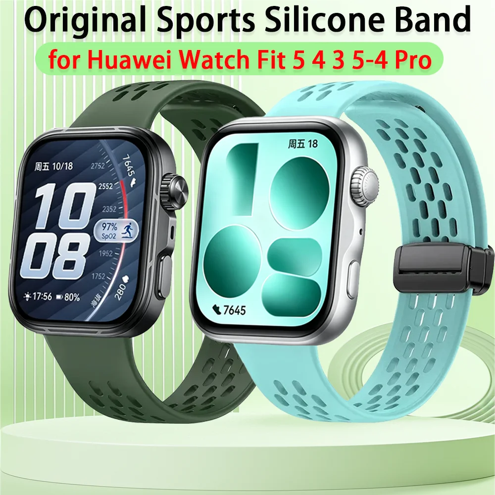 Original Sport-Silikonarmband für Huawei Watch Fit 5 4 3 Magnetverschluss Armband Correa Huawei Watch Fit 4 Pro 5 Pro Gurt