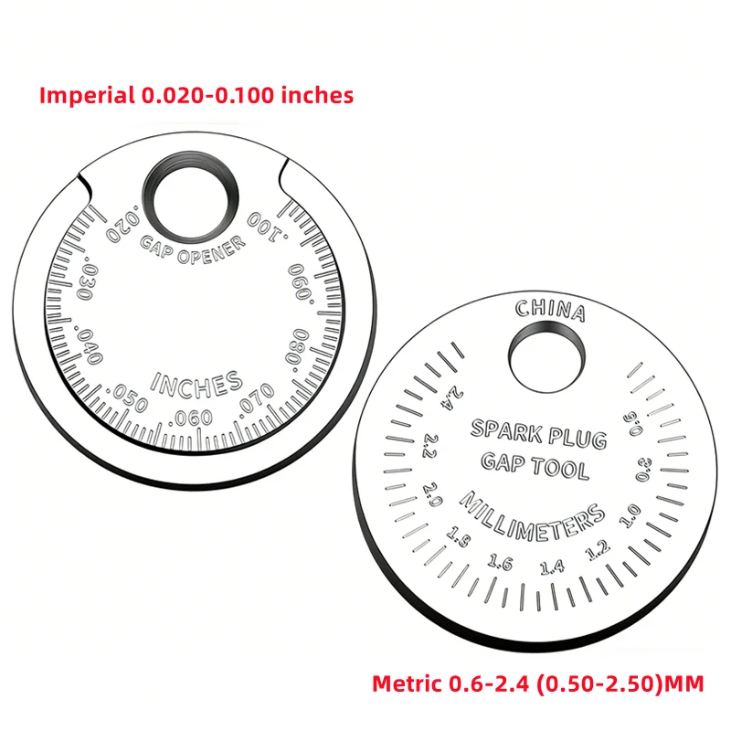 Picture 6: Coin- Type 0.6-2.4mm 0.02-0.10 Inch Spark Plug Gap Gauge Measurement Tool Range Spark Plug Gage Caliber Measuring Tool