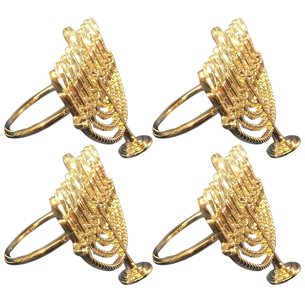 

4Pcs Exquisite Alloy Napkin Rings Elegant Decorative Serviette Buckles Suitable for Hanukkah Festival Hotel European Style