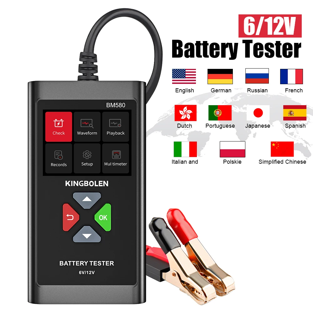 

Auto Accessories BM580 Car Battery Tester For Wet/GEL/Lead-acid Battery 12V 6V Charging Cranking Test CCA Circut Analyzer