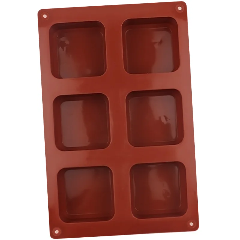 6-fach quadratische Silikonform für Seifenherstellung, Schokolade, Kuchen, Brot, Eiswürfel, Wachsschmelzen, Küchenbackwerkzeuge – Detail 8