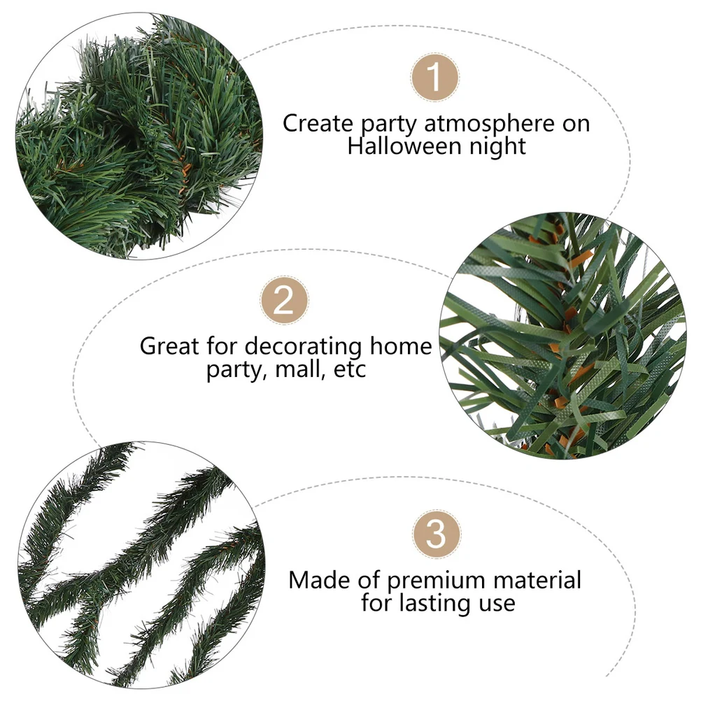 

1Pcs Simulated Pine Garland 7.3m PVC Artificial Rattan Holiday Decoration Home Wall Party Decor Pine Garland Festival Decoration