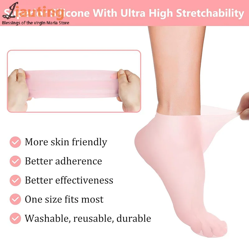 1 Pair Silicone Anti Crack Foot Mask Prevents Dryness Foot Spa Mask Pedicure Socks Moisturizing Gloves For Feet Care