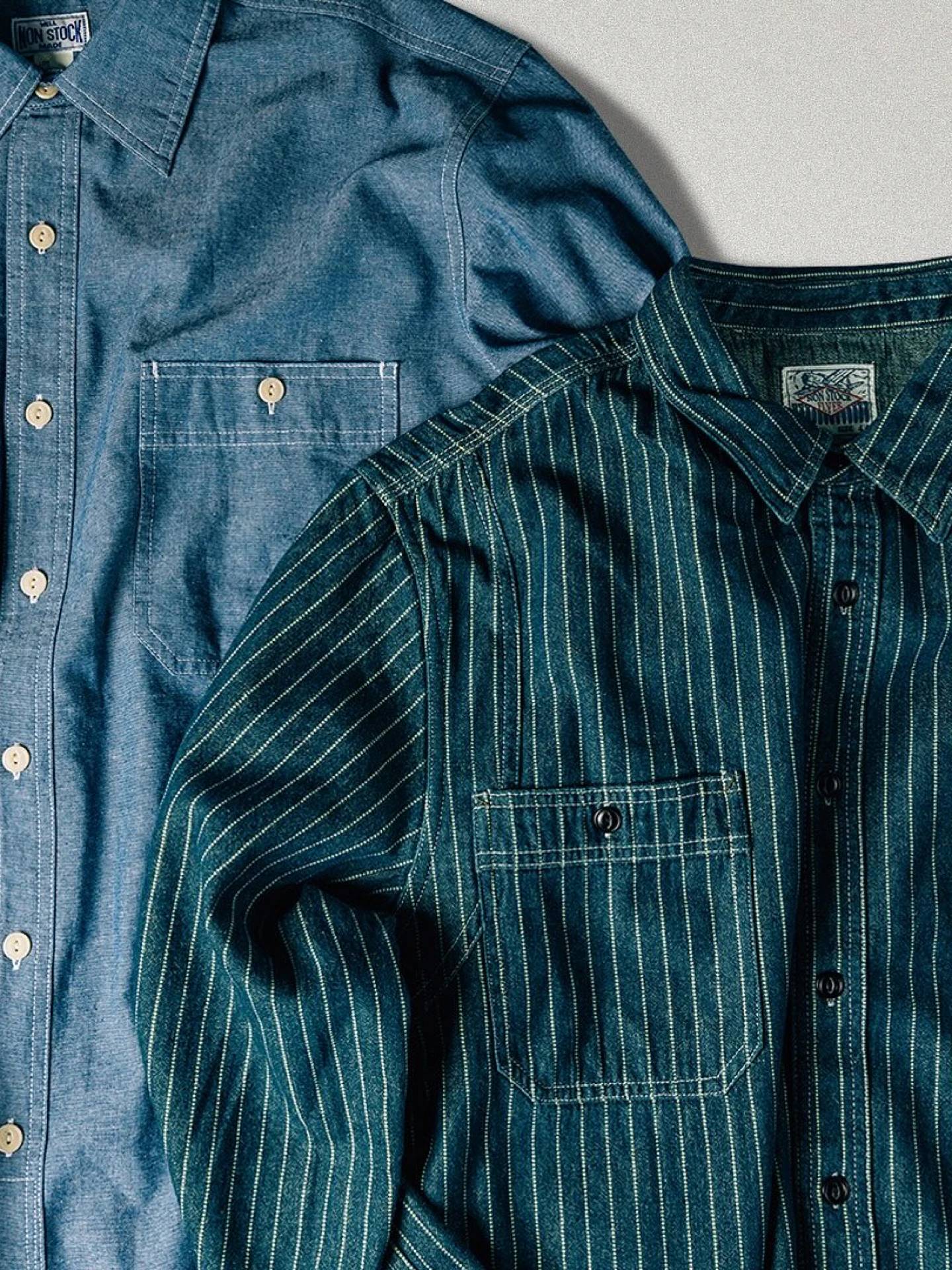 American Style Workwear Shirt NonStock Wabash Vintage Striped Rail Way Uniform Long Sleeve Cotton Denim Fashion Urban Youth