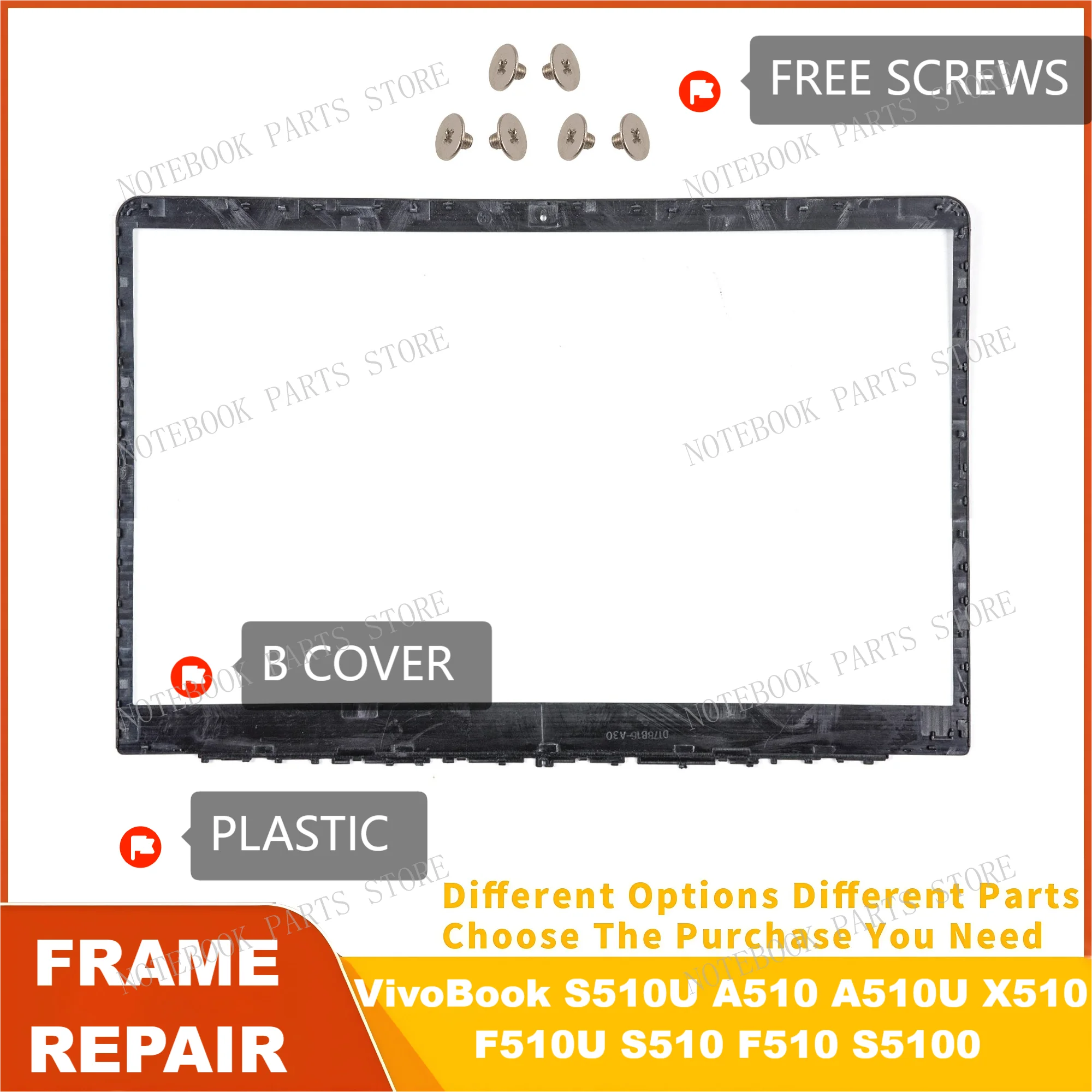 

PLASTIC FRAME For VivoBook S510U A510 A510U X510 F510U S510 F510 LCD FRONT BEZEL WITH SCREWS