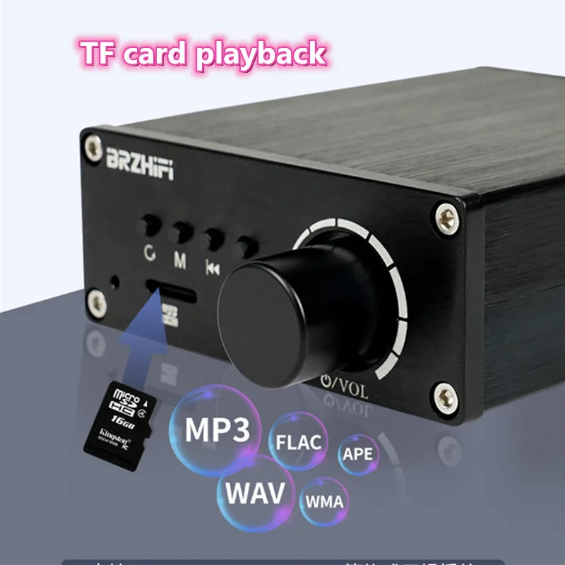 Mobile APP Remote Control Bluetooth 5.0 ES9023 Decoding NS4225 50W*2 Stereo HIFI Home Mini Aduio Amplifier AUX TF Radio Player