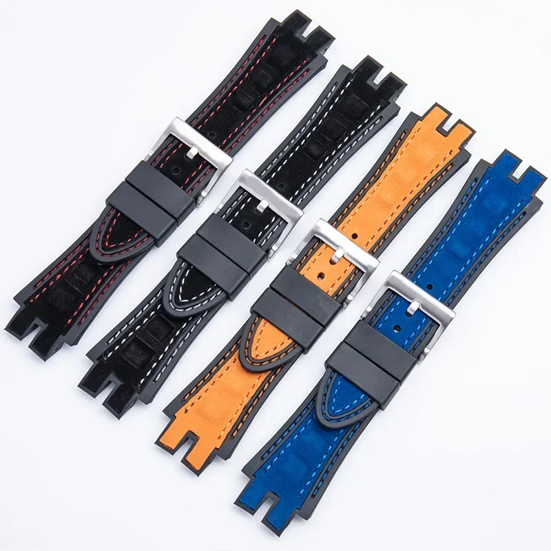 

28mm Watch Band Accessories For Roger Dubuis Strap EXCALIBUR Series Pin Buckle Nubuck Nylon Belt Soft Rubber Back