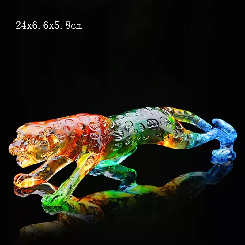 Splendid Crystal Black Panther Colour Statue Home Decor Animal Sculpture Wild Beast Figurine White Leopard Living Room Ornaments