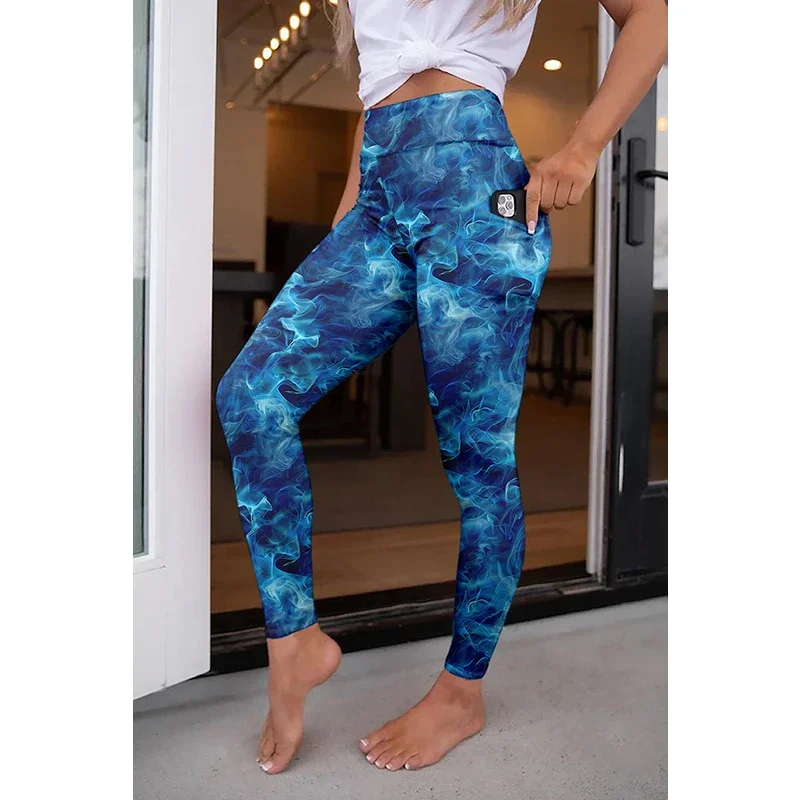 LETSFIND Fashion New Women Elastic Pockert Pants High Waist 3D Digital Printing Milk Silk Stretch Fitness Sexy Girls Leggings