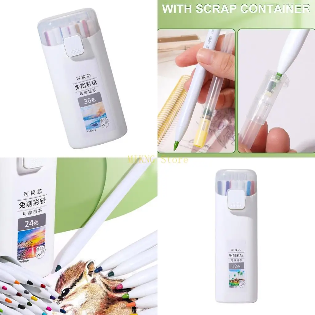 Erasable Colored Pencils Non Sharpening For Kid Art Project 3.0MM Refillable Retractable Colored Pencils For Drawing Best Sale