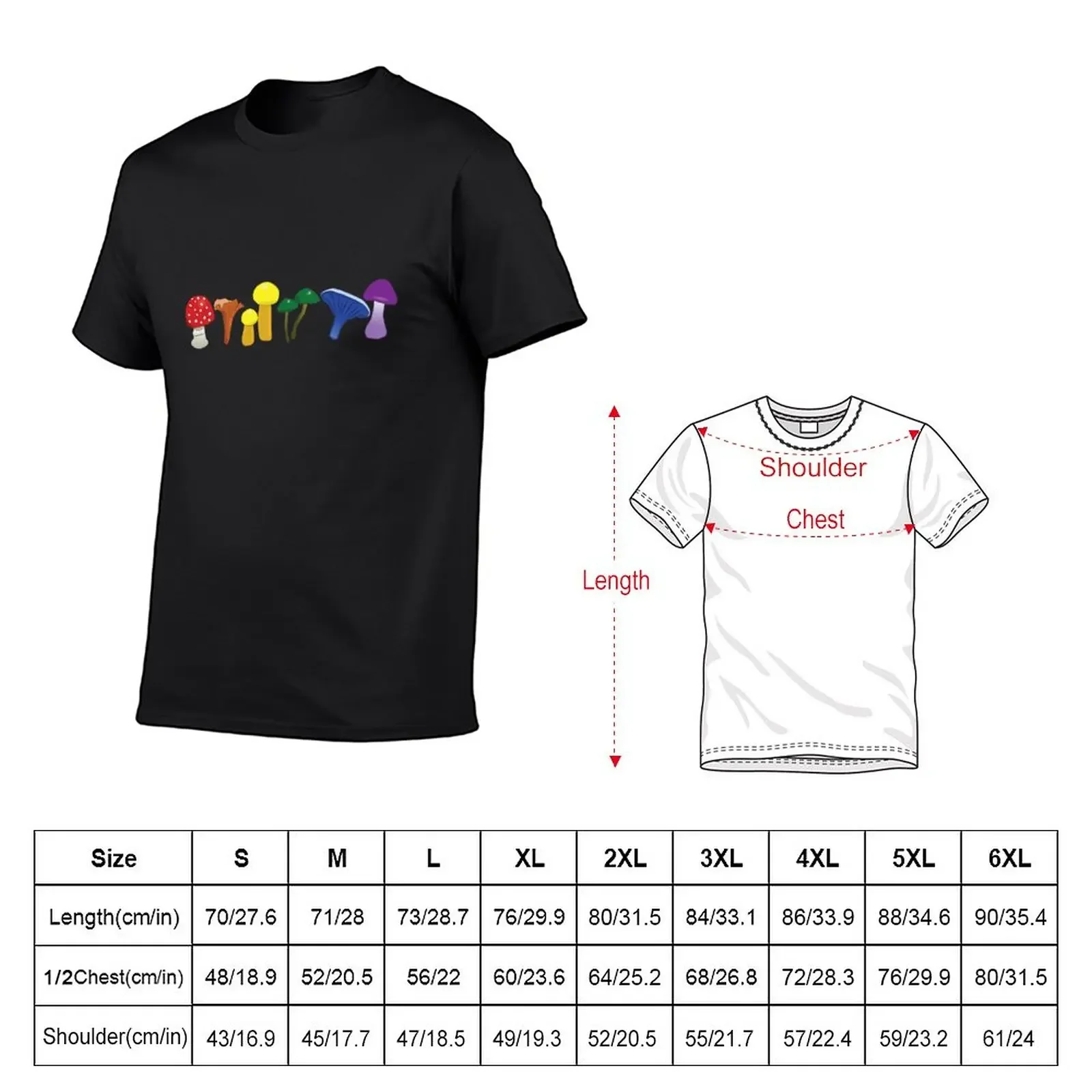 Rainbow pride mushrooms T-Shirt Oversized t-shirt summer top black t shirts T-shirts for men cotton