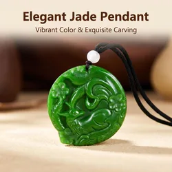 Green Natural Jade Pendant Jasper Necklace Real Jewellery Carved Gemstone Lucky Charm Amulet Fashion Luxury Gifts for Women Men