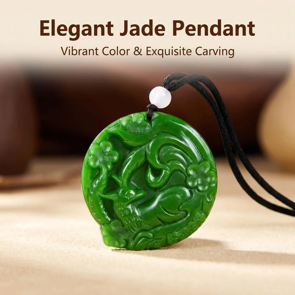 Green Natural Jade Pendant Jasper Necklace Real Jewellery Carved Gemstone Lucky Charm Amulet Fashion Luxury Gifts for Women Men