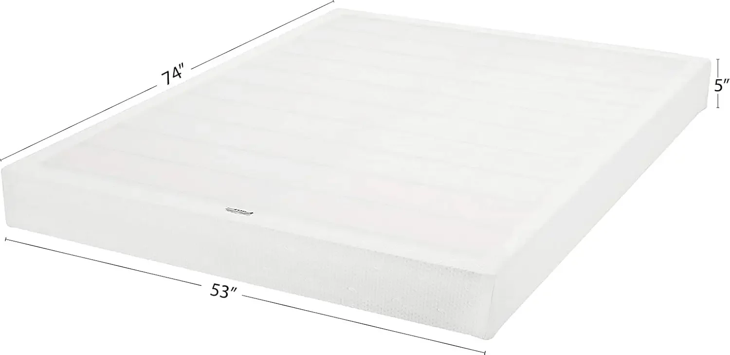 Basics Smart Box Spring Bed Base, 5 Inch Mattress Foundation, Tool-Free Easy Assembly, Full, White