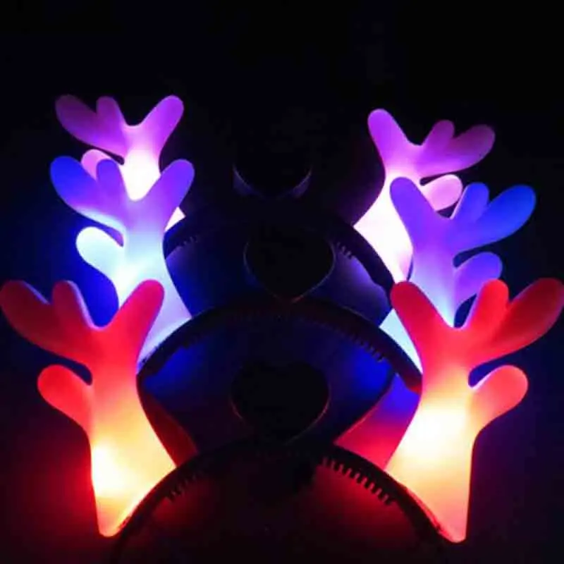 

3pcs Luminous Christmas Toy Simulation Antlers Headwear Deer Horns Hair Clips Headband Halloween Cosplay Headdress