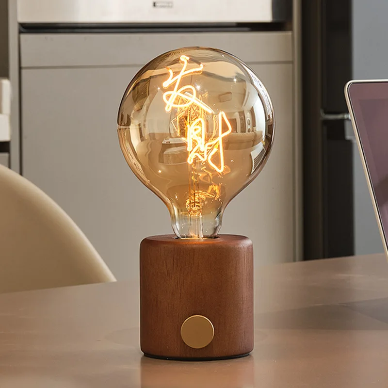 Creative Charging Knob Floor Lamps Warm Text Light Bulb Atmosphere Decorative Home Bedroom Cafe Small Indoor Night Table Lights