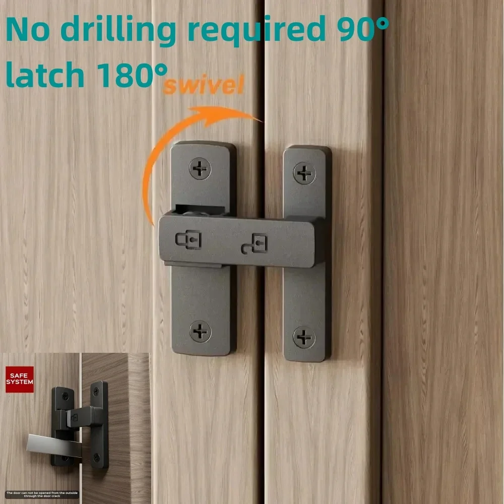 Warehouse Barn Room Bathroom Lock Buckle Sliding Door Lock 1 Set Punch-free 90°  Latch Door Buckle 180° Pet Cage Anti-theft