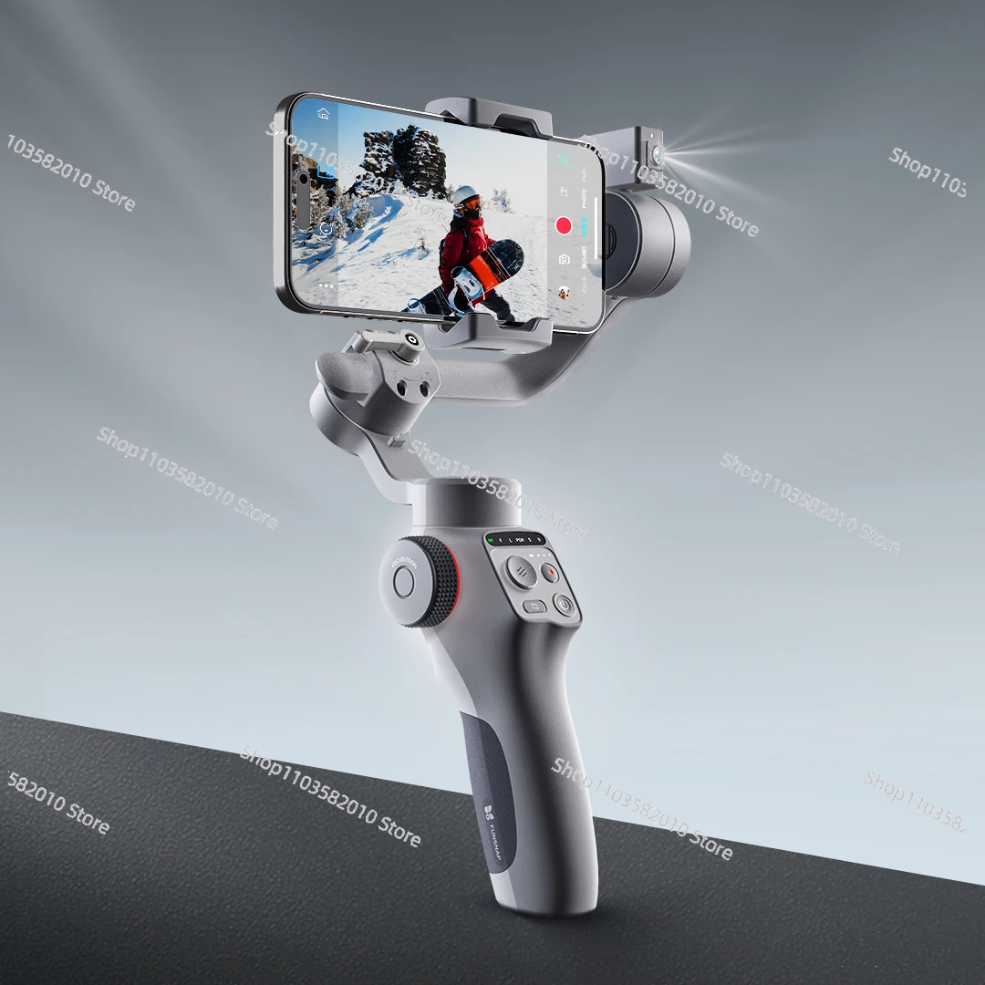 AI Tracking Gimbal Stabilizer 3-Axis Phone Gimbal w Fill Light 360° Inception Charging Reverse for phones 18h battery life
