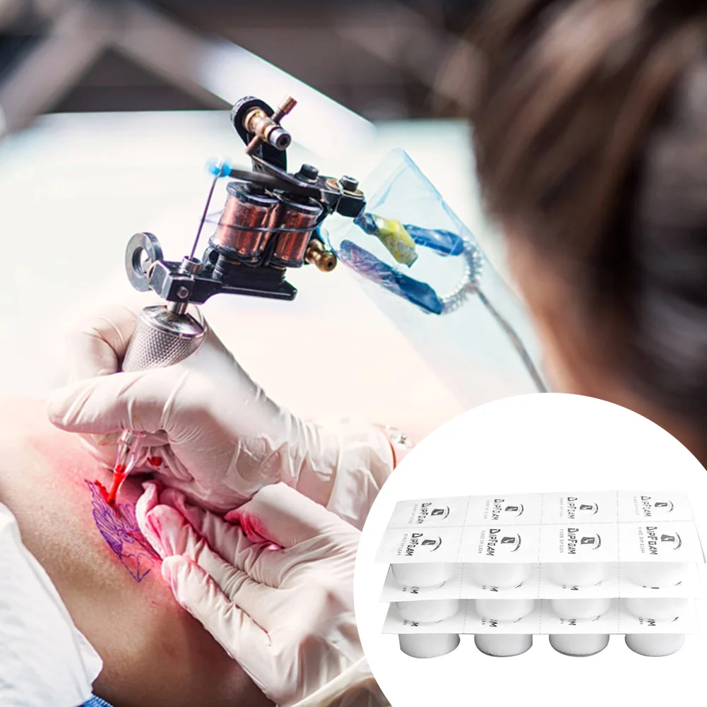 24pcs/kotak Jarum Tato Hygroscopic Cup Jarum Tato Sekali Pakai Cangkir Pembilas Alat Pembersih Aman Profesional Aksesoris Tato