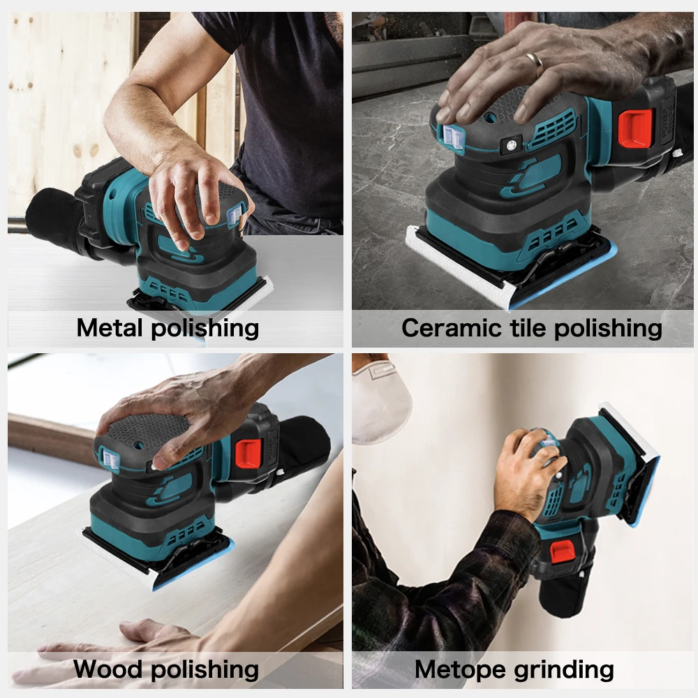 3 Speed Brushless Random Orbital Sander Wood Grinder Polishing Electric Grinding With 9pcs Sandpaper For Makita 18V Battery