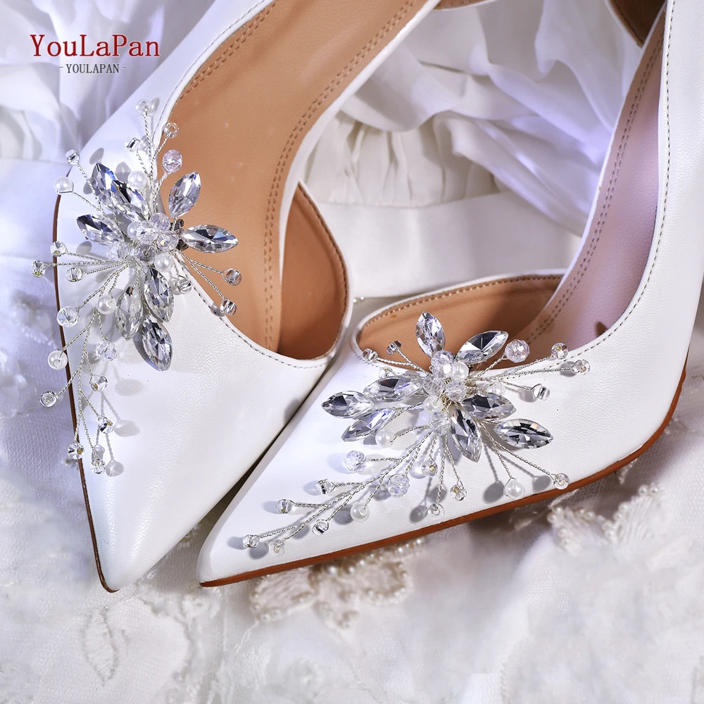 YouLaPan 2Pc Shiny Crystal Shoe Clips Rhinestones Shoe Buckle Removable Women Shoes Decorations Elegant Shoe Accessories HX59