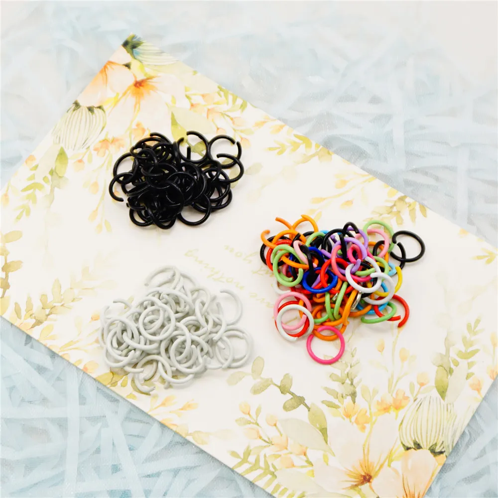 100Pcs Multicolor Painted Iron Open Jump Rings